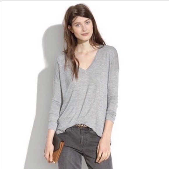 Madewell Tops - 💜Madewell Women’s Top Tee Long Sleeve Gray V-neck